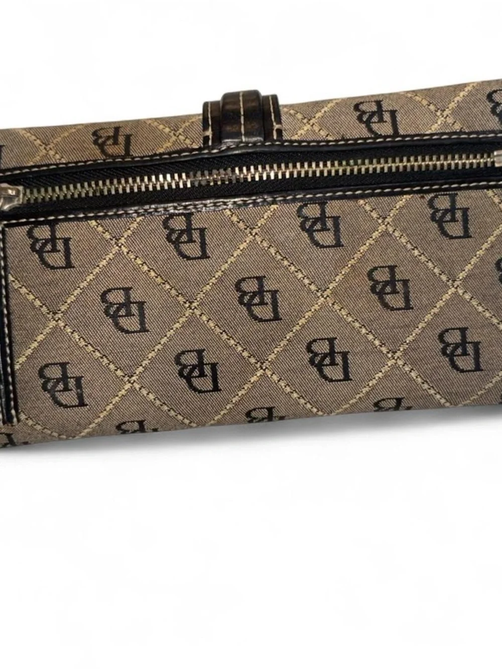 Dooney & Bourke Tan Canvas with Black Leather Trim Wristlet - Picture 2 of 2